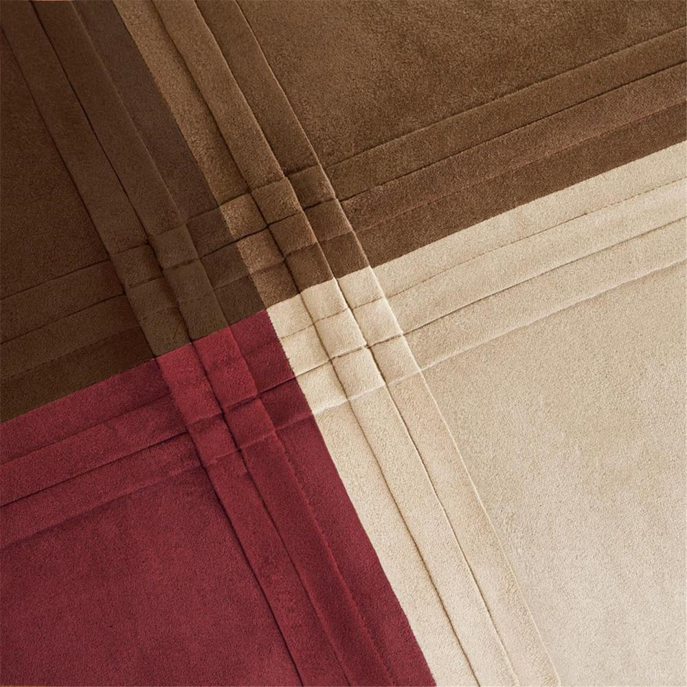 Deep Red, Taupe, Chocolate & Ivory - Chic Microsuede Comforter (7 Piece) Cal King