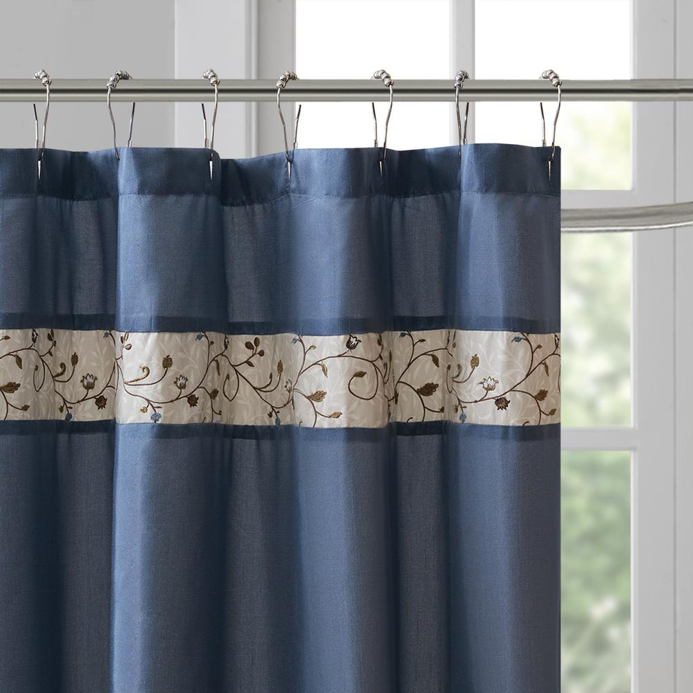 Navy Bliss Floral Shower Curtain (72" x 72")