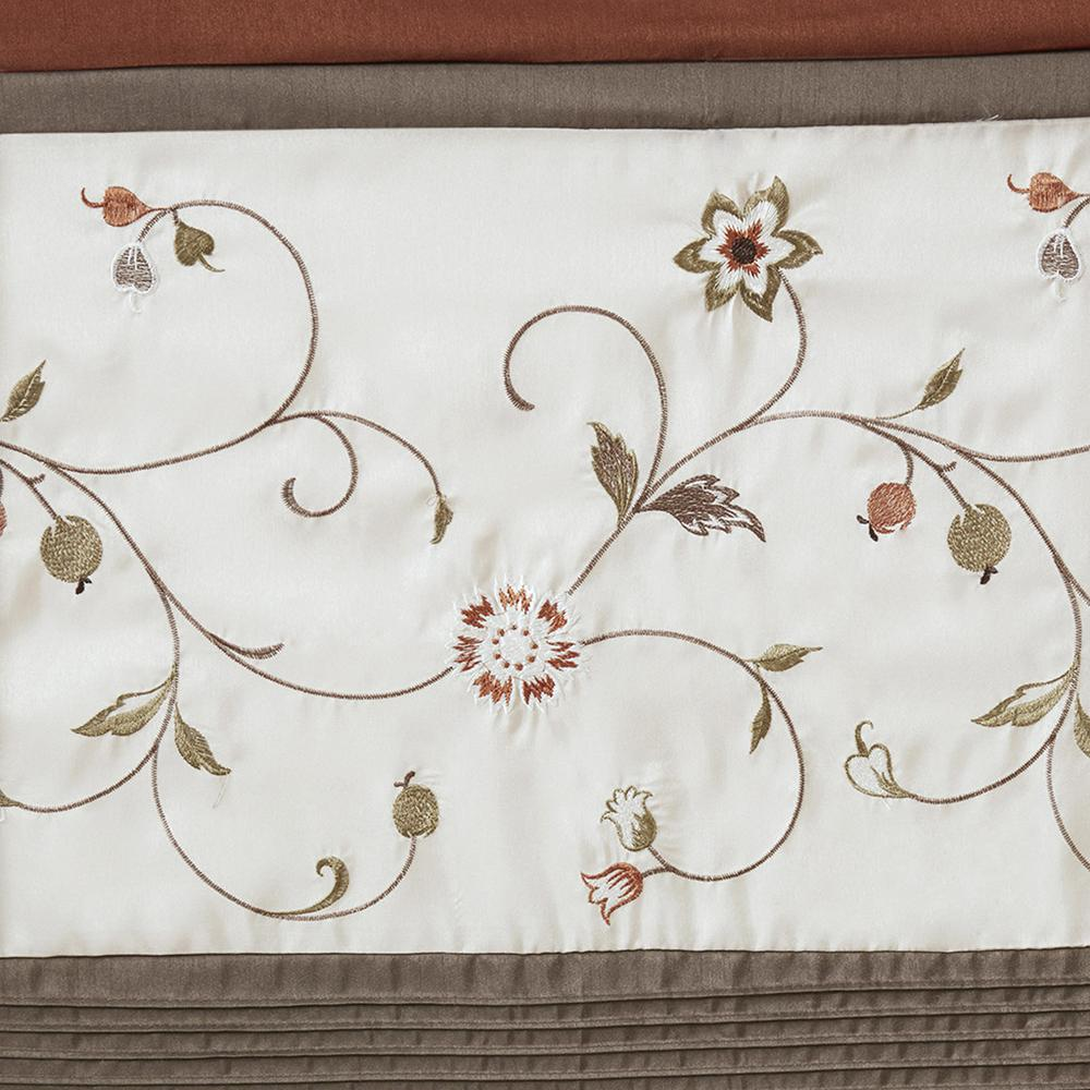 Rust Spice - Bliss Floral Embroidered Curtain Panel (84")