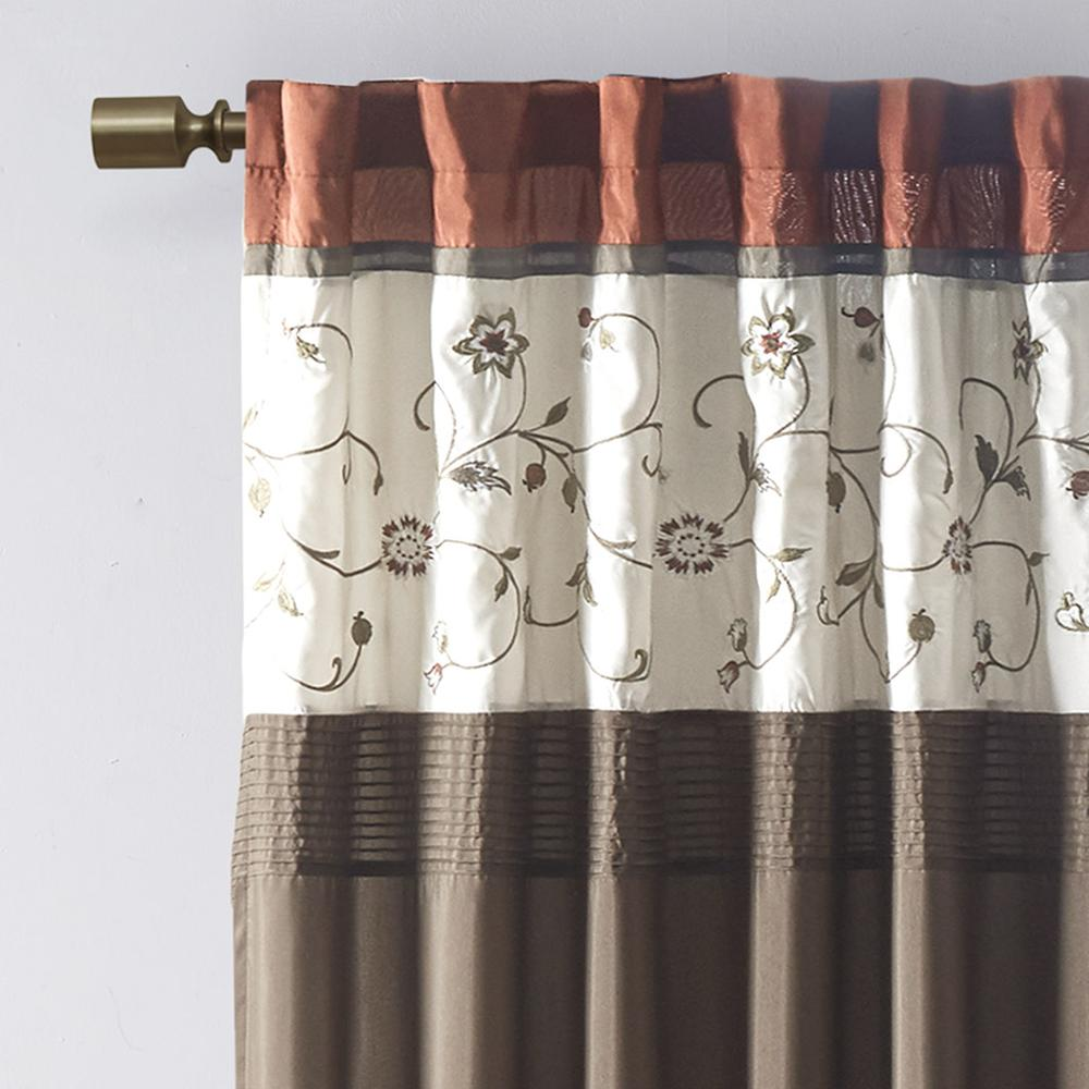 Rust Spice - Bliss Floral Embroidered Curtain Panel (84")