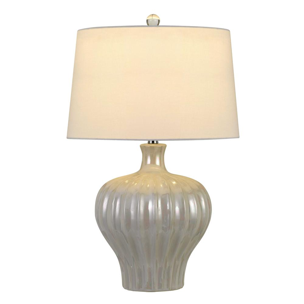 Gleaming Pearl Finish Table Lamp Set (2 Pc) 33.0"