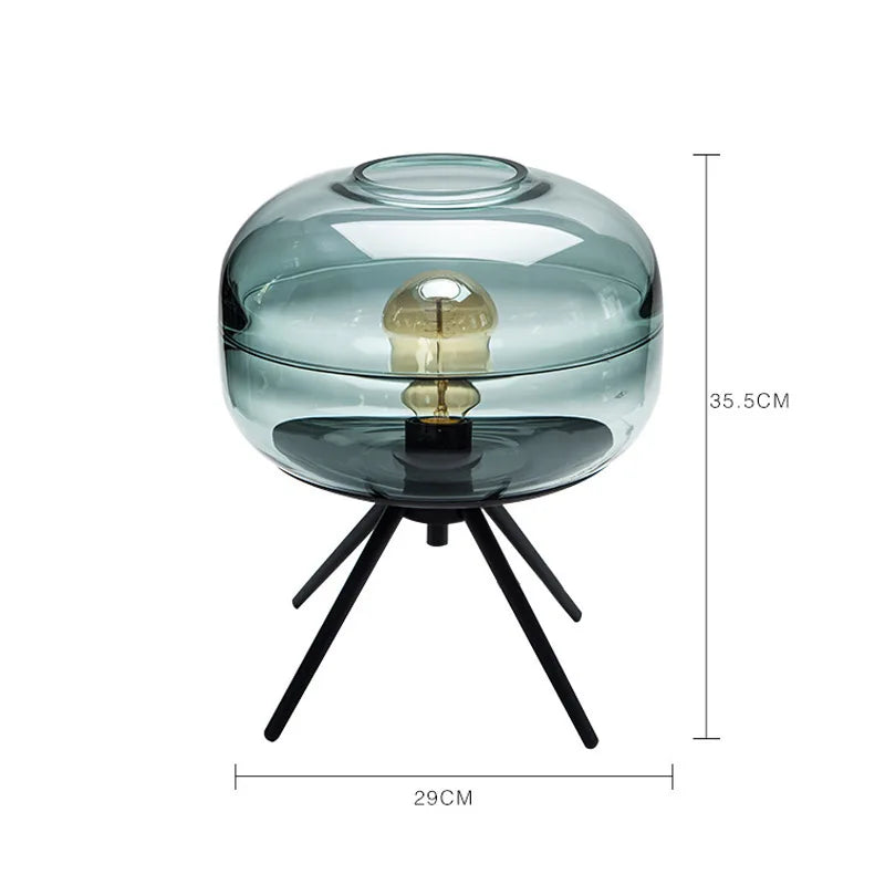 Blue - Sleek Shine Glass Table Lamp (14")