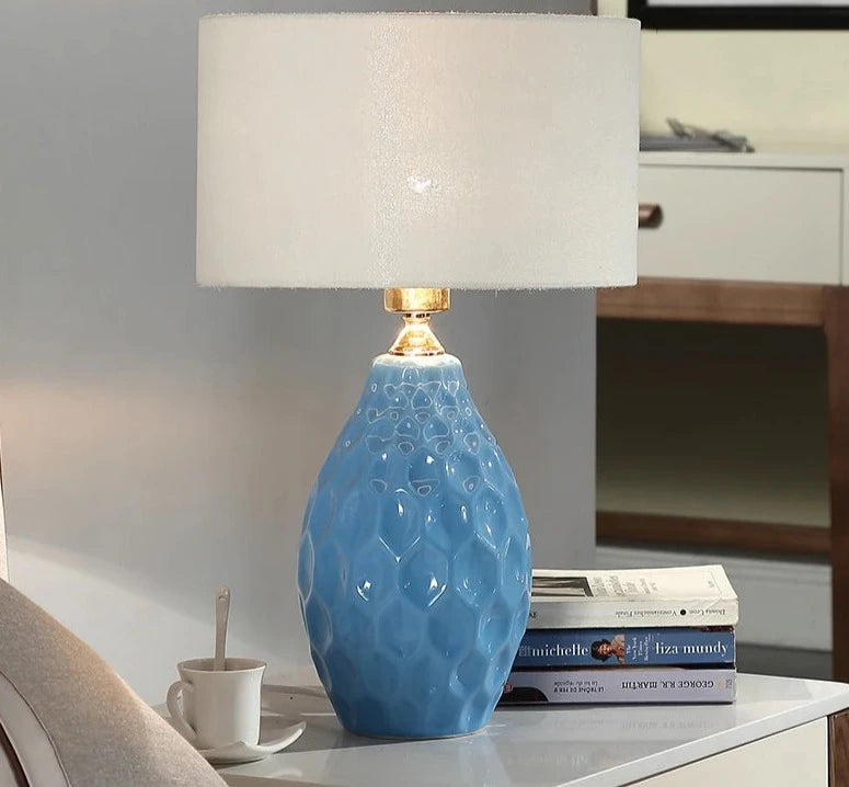 Blue - Cottage Bliss Geometric Table Lamp (18.9")
