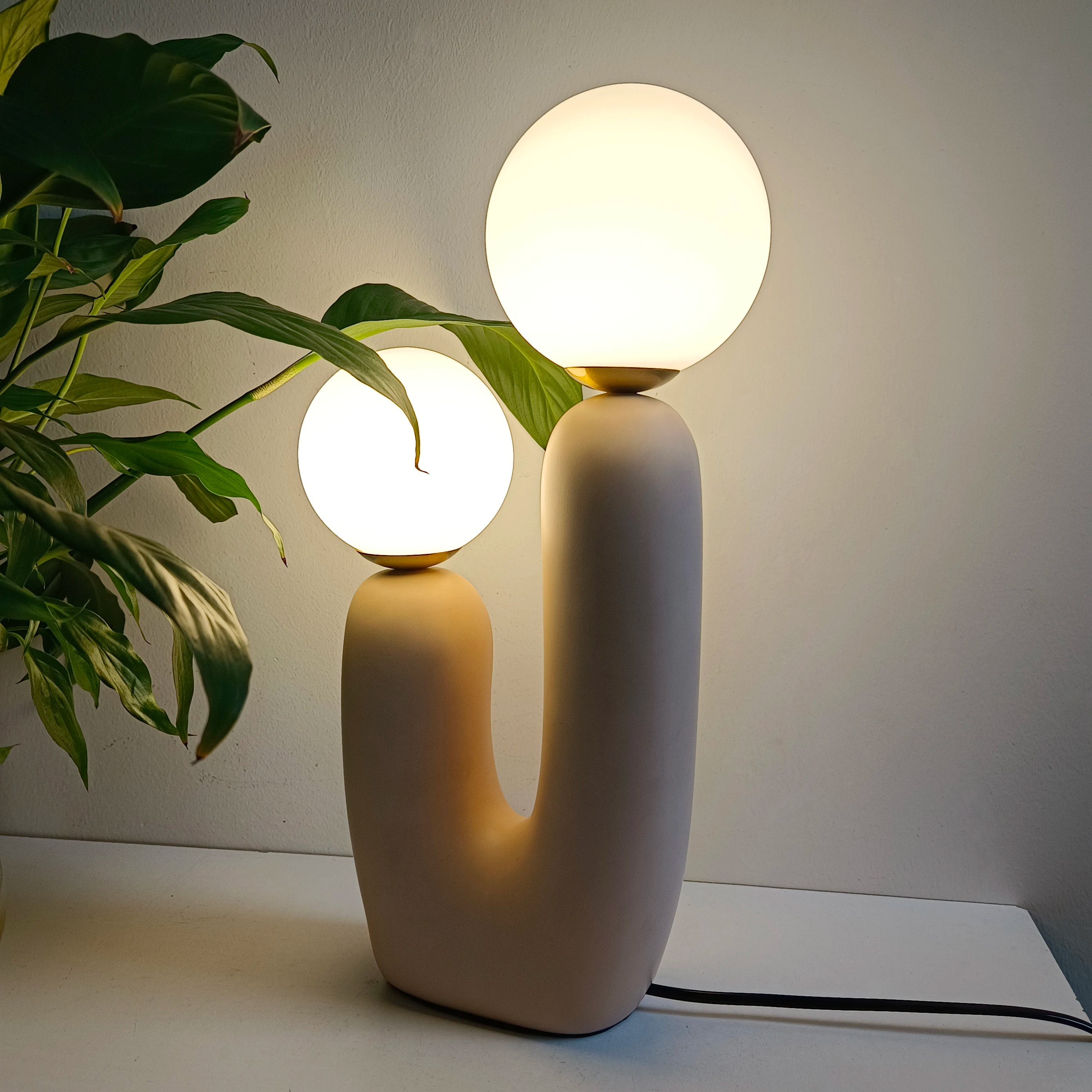 Dark Red - Modern Cactus Inspired Table Lamp (16")